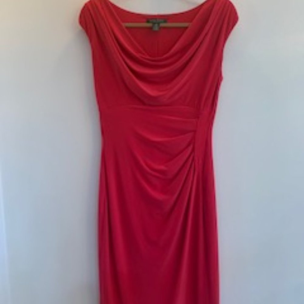 Lauren Ralph Lauren Pink Cowl Neck Sheath Dress Size 8